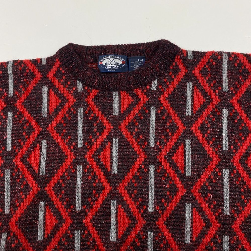 Vintage NWOT Knightsbridge Abstract Geometric Sweater Men's Medium Dad Grandpa - Picture 2 of 9